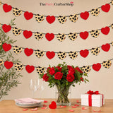6 Pack Red Leopard Heart Banner Garland Pre Strung Valentine Party Decorations