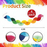 Rainbow Fan Garland | 4 Pack Colorful Paper Chain Banner | Birthday Wedding Shower Party Decorations