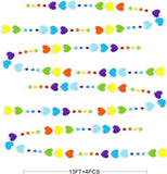 52ft Rainbow Heart Garland | Colorful Paper Love Streamer Banner | Valentine Birthday Wedding Shower Decor