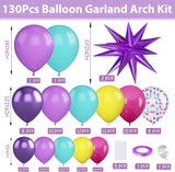 Purple Blue Pink Teal Yellow Balloon Arch Garland Kit | Kids Birthday Party Decor