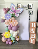 Pastel Butterfly Balloon Arch Kit | Floral Daisy Garland for Baby Shower, Birthday Tea Party