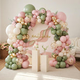 Sage Green Pink Balloon Arch Garland Kit | Double Stuffed Dusty Pink | Baby Shower Wedding