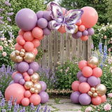 Fairy Butterfly Balloon Arch Kit | Dusty Pink, Purple, Gold Garland