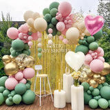 Sage Green Pink Gold Balloon Arch Kit | Fringe Curtain Backdrop, Party Decor