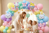 Pastel Rainbow Balloon Arch Kit | Bunny Chick Foil Balloons, Birthday Party Garland Decor