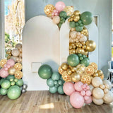Sage Green Pink Deer Confetti Balloons | Woodland Baby Shower Decor