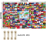 World Flag Banner Backdrop, International Country Fabric Party Decor (5x3ft)