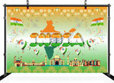 7x5ft India Independence Day Backdrop | Indian Flag Landmark Photo Background | 15th August Party Decor