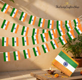 Indian Flag Banner Garland, 38 Mini Flags, Independence Day Party Decor