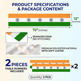India Flag Table Runner, Tricolor Patriotic Celebration Dining Decoration (2 Pcs)