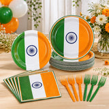 India Flag Party Supplies Set, Disposable Tableware for Independence Day Celebration