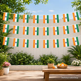 India Flag Banner, 50 Ft Patriotic Pennant, 38 Mini Flags, Indoor Outdoor Party Decor