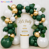 Emerald Green Gold Balloon Arch Kit, Hunter White Garland, Jungle Party Decor