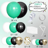 Green Black Gold Balloon Arch Kit, Lime Matte Confetti Garland, Birthday Football Decor