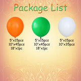 Green Orange White Balloon Arch Garland Kit, India Day Birthday Party Decoration