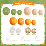 124Pcs Orange Green Balloon Arch Kit, Sage Green Nude Gold Pearl White Balloon Garland, Bridal Shower Baby Shower Party Decor