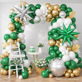 Green White Gold Balloon Arch Kit, Metallic Star Balloons, Party Decor