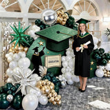 Green White Gold Balloon Arch Kit, Metallic Star Balloons, Party Decor