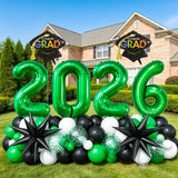 Graduation Balloon Garland Kit, Class of 2026 Green Black White Arch Party Decoration