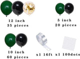 Dark Green Black Gold Confetti Balloon Arch Garland Kit, Safari Jungle Birthday Party Decor