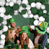 Dark Green White Silver Balloon Arch Kit, Jungle Birthday Garland Arch, Party Decor