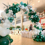 Green Christmas Balloon Arch Kit, White Silver Garland, Holiday Party Decor