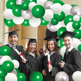 Dark Green White Silver Balloon Arch Garland Kit, Birthday Party Decor