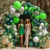 Emerald Dark Green White Balloon Arch Garland Kit, Jungle Birthday Party Decor