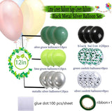 Black Green Silver Balloon Arch Kit, Lime Sage Garland, Birthday Party Decor
