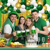 Dark Green Gold Balloon Arch Kit, White Metallic Garland, Birthday Wedding Party Decor