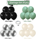 Green Black Silver Balloon Kit, Metallic Party Balloons, Graduation Soccer Gaming Shower Decor