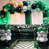 35Pcs Green Black Silver Balloons, Dark Green Confetti Party Decor