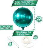 6Pcs Emerald Green 22 Inch Foil Balloons, Dark Mylar Party Decorations