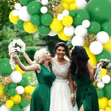 Green Yellow White Balloon Garland Arch Kit, Gold Confetti, Tractor Jungle Birthday Party Decoration