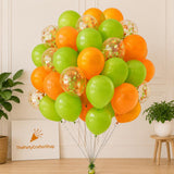 Orange Green Confetti Balloon Set, 12 Inch Latex Party Decor