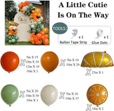 Little Cutie Baby Shower Balloon Arch Kit, Sage Green Orange Garland, Autumn Party Decoration