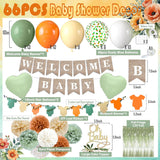 Boho Orange Green Shower Decor Kit, Welcome Banner, Oh Baby Cake Topper