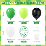 Green Black Confetti Balloon Set, Lime White Latex Balloons, Football Party Decor
