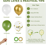 Sage Green Gold White Confetti Balloon Garland Kit, Boho Party Decorations