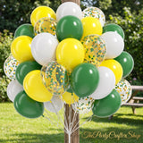 60Pcs Green Yellow Balloon Set, White Confetti Balloons, 12 Inch Birthday Party Decoration Supplies