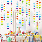52ft Rainbow Heart Garland | Colorful Paper Love Streamer Banner | Valentine Birthday Wedding Shower Decor