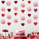 Dusty Rose Pink Party Decor Set | Tissue Pom Poms, Heart Garland (Valentine, Baby Shower)