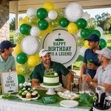 Golf Birthday Party Balloons, Green Yellow Confetti, Golf Ball Foil