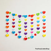 52ft Rainbow Heart Garland | Colorful Paper Love Streamer Banner | Valentine Birthday Wedding Shower Decor
