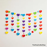 52ft Rainbow Heart Garland | Colorful Paper Love Streamer Banner | Valentine Birthday Wedding Shower Decor