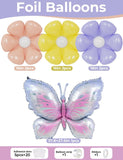 Pastel Butterfly Balloon Arch Kit | Floral Daisy Garland for Baby Shower, Birthday Tea Party
