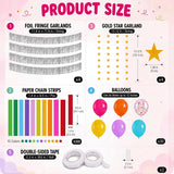 Rainbow Party Decoration Kit, Paper Chains, Silver Fringe, Gold Star Garland