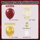 60Pcs Burgundy Gold Balloon Set, Maroon Metallic Confetti Balloons, Graduation Bridal Shower Party Decor