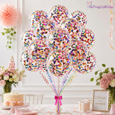 50Pcs Multicolor Confetti Balloon Set, 12 Inch Rainbow Foil Confetti Latex Balloons Party Decor