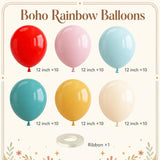 Retro Rainbow Balloon Set, Dusty Blue Mustard Lavender Party Decor
